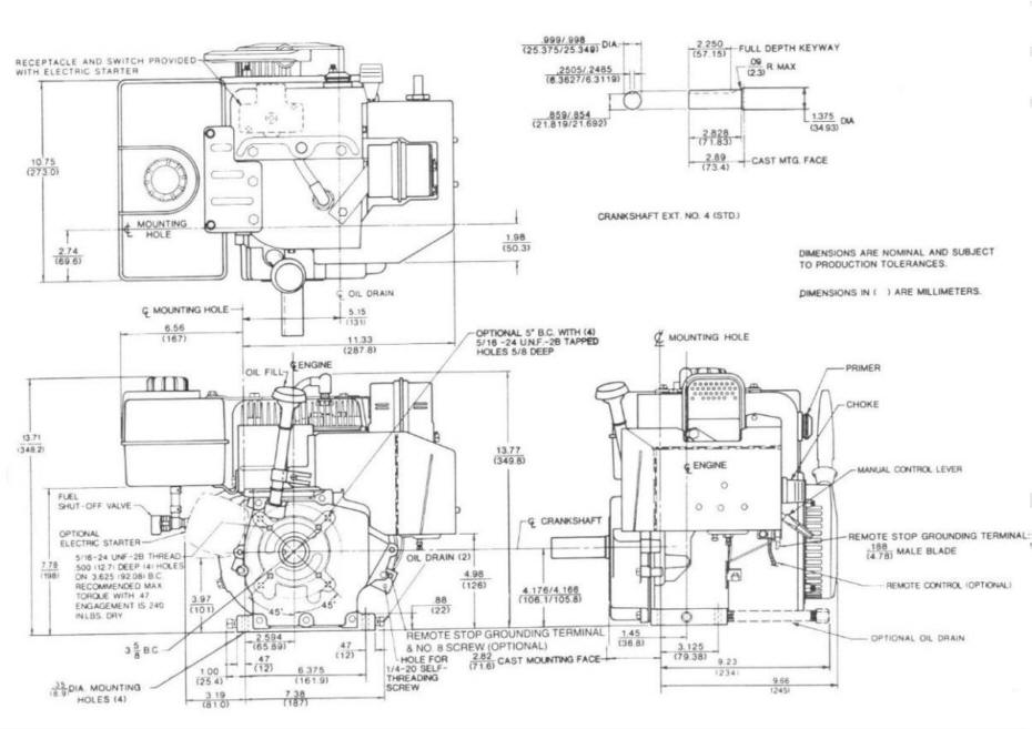 Line drawing for Tecumseh HMSK80, HMSK90, HMSK100, HMSK110