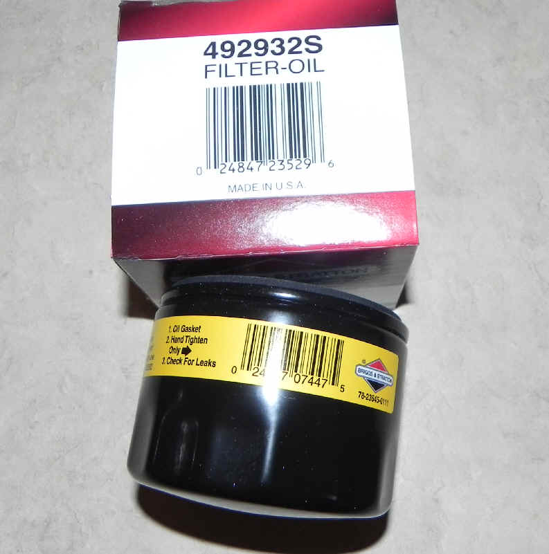 Briggs & Stratton Oil Filters Part No. 492932S