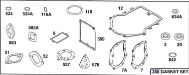 Briggs Stratton Gasket Set Part No. 495868