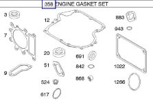 Briggs Stratton Gasket Set Part No. 796187 FKA 792621 & 697191