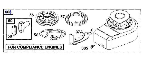 Briggs Rewind Starter Part No 499916