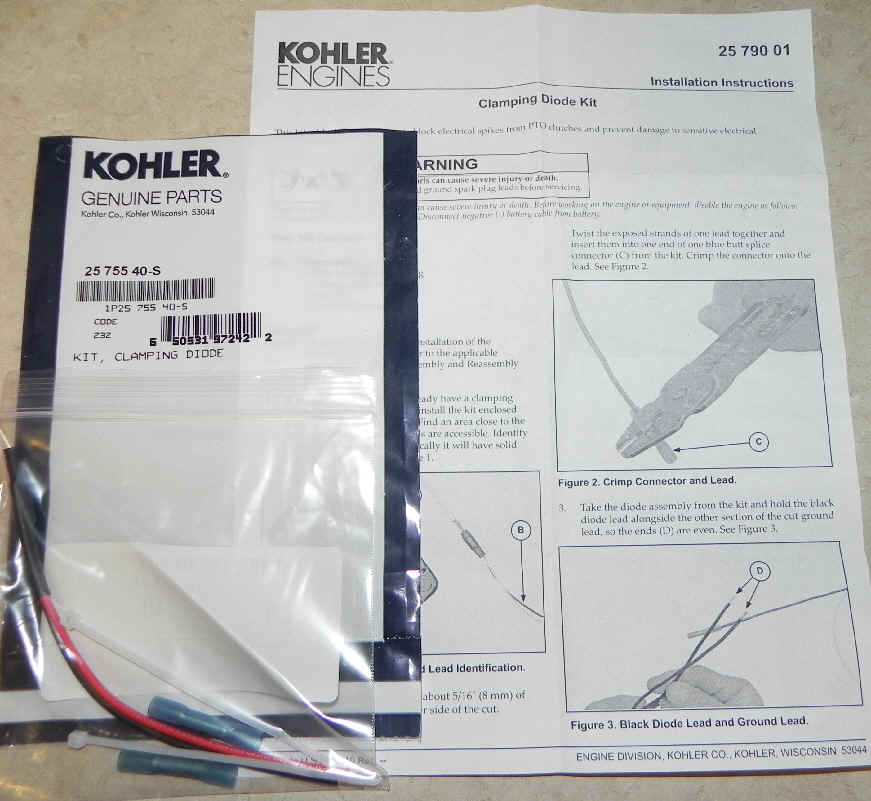 Kohler Clamping Diode Kit Part No. 25 755 40-S