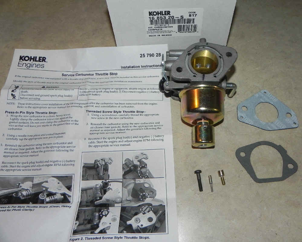 Kohler Carburetor - Part No. 16 853 20-S