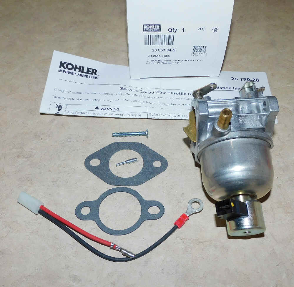 Kohler Carburetor - Part No. 20 853 94-S