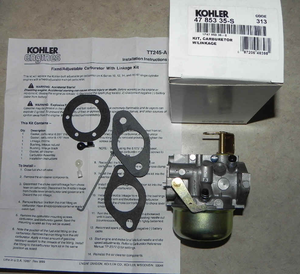 Kohler Carburetor - Part No. 47 853 35-S