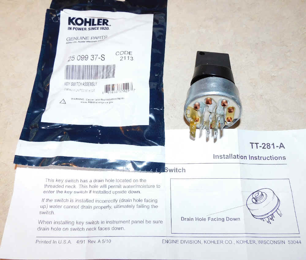Kohler Key Switch 25 099 37-S