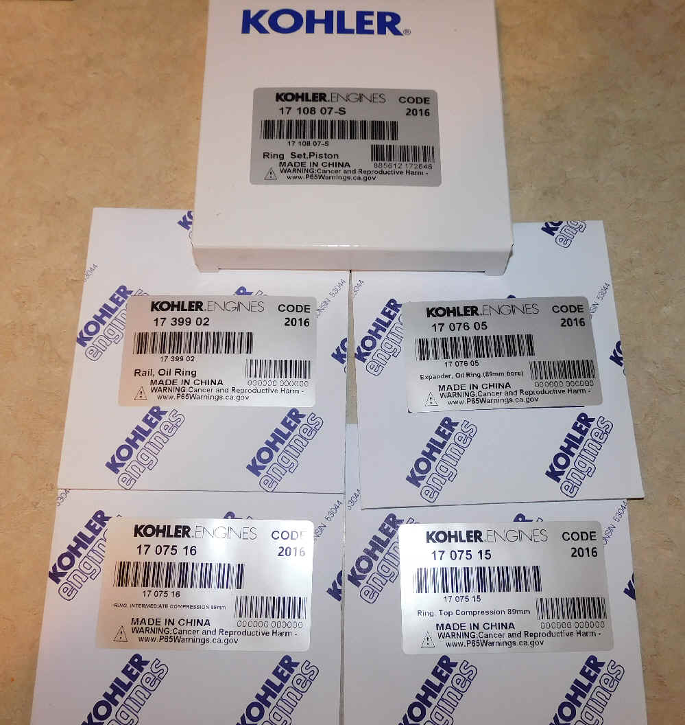 Kohler RING SET  Part Number 17 108 07-S